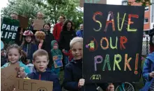  ?? ?? Both children and parents were out in full force for the protest
Pictures: Colin Mearns