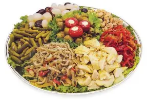  ?? Photo by Bosa. ?? Bosa Foods’ antipasti platters contain such Italian staples as marinated artichoke hearts, olives, eggplant, gherkins, roasted peppers, borettane onions, and mushrooms.