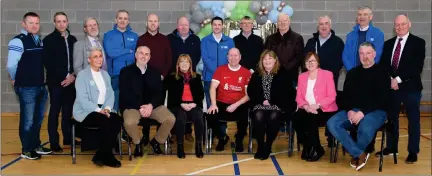  ?? ?? Fergal Corrigan pictured with former and present Board members of The Peace Link Sports Complex, Clones, who gathered to thank and wish him well, as he leaves as the complex’s Manager after ten years of dedicated work.