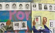  ?? (AFP) ?? Workers of Mexico City government move a fence with photos of missing persons in Mexico City, on Tuesday