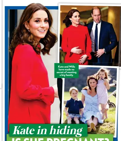  ??  ?? Kate and Wills have made no secret of wanting a big family.