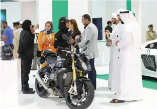  ?? Supplied photo ?? A smart bike on display at the Dubai Police pavilion of the Dubai Internatio­nal Government Achievemen­ts Exhibition on Tuesday. —