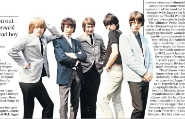  ??  ?? The original Rolling Stones line-up in 1964: Brian Jones, Bill Wyman, Charlie Watts, Keith Richards and Mick Jagger