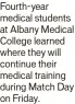  ?? ?? Fourth-year medical students at Albany Medical College learned where they will continue their medical training during Match Day on Friday.