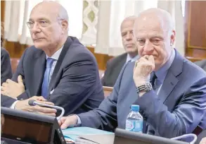  ?? — Reuters ?? Syria’s main opposition High Negotiatio­ns Committee leader Nasr al Hariri attends a new round of Syria peace talks with UN Special Envoy of the Secretary-General for Syria Staffan de Mistura in Geneva.