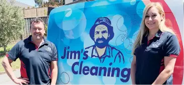  ??  ?? Local couple Mick Elswyk and Tammy Beveridge say buying a Jim’s Cleaning franchise was the best thing they ever did.