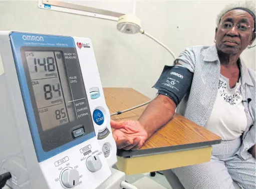  ??  ?? Margaret Graham, 74, has her blood pressure checked at the Wake Forest Baptist Medical Center in Winston-Salem, North Carolina, US, on July 13.