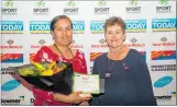  ??  ?? Naioma Chase with Nikki O’Leary of Hawkes Bay Today sponsor of Tararua Sports Administra­tor of the Year.