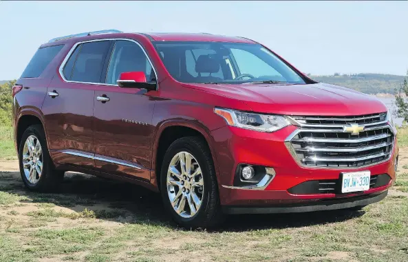  ?? PHOTOS: JIL MCINTOSH/DRIVING ?? The 2018 Chevrolet Traverse in High Country trim includes a sophistica­ted all-wheel system with torque vectoring, which gives it more stability on sharp curves.