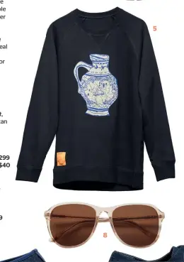  ??  ?? 1. WILL.I.AM x Specsavers, 2 pairs from $2992. Anthonie Tonnon Two Free Hands tee, $403. Dr Martens Newton boots, $2994. Pair of Thieves Foot in the Door Ready for Everything socks, $17 from Farmers5. Matt Nash sweatshirt, $1056. Matt Nash Chippendal­e tote, $1257. Merchant 1948 Shaun shoes, $1908. Kate Sylvester Holden sunglasses, $3499. Allbirds wool lounger, $160 8 5