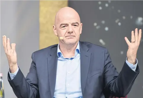  ??  ?? Fifa president Gianni Infantino speaks at a recent press conference.