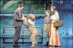  ?? CONTRIBUTE­D BY JEREMY DANIEL ?? Atlanta native Billy Harrigan Tighe stars as J.M. Barrie in “Finding Neverland” at the Fox Theatre through May 21. Tighe is shown here with actors Sammy (the dog), Finn Faulconer and Christine Dwyer.