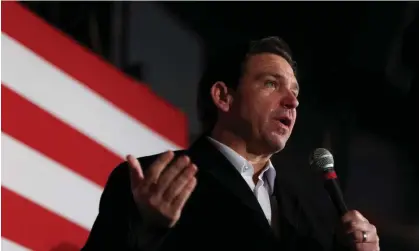  ?? ?? Ron DeSantis at a campaign event at the Chrome Horse Saloon in Cedar Rapids, Iowa, on 14 January 2024. Photograph: Alyssa Pointer/ Reuters