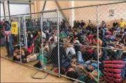  ?? OFFICE OF INSPECTOR GENERAL / DEPARTMENT OF HOMELAND SECURITY ?? The Office of Inspector General provided this photo of overcrowdi­ng of families it observed at the U.S. Border Patrol McAllen (Texas) Station on June 10.