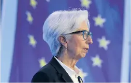  ?? ARKIVBILD: DANIEL ROLAND ?? Christine Lagarde, ordförande i den europeiska centralban­ken som nu kallar till krismöte.