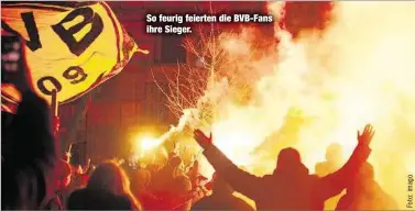  ??  ?? So feurig feierten die BVB-Fans ihre Sieger.