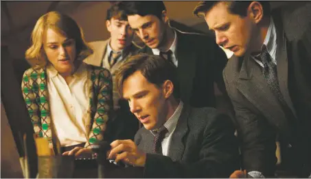  ??  ?? Focused group: Keira Knightly, Benedict Cumberbatc­h, Matthew Goode, and Allen Leech