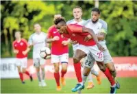  ??  ?? Stanley Nnanna Otu (26) in action for FK Spartaks against FK Jelgava in the Latvian Higher League