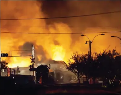  ?? FRANÇOIS LAPLANTE DELAGRAVE / AFP / GETTY IMAGES FILES ?? On July 6, 2013, 47 people died when an oil-laden train derailed in Lac-mégantic engulfing about 30 buildings in fire.