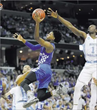  ?? Mark Humphrey ?? The Associated Press One NBA draft prop involves Kentucky, with the over-under on Wildcats picked in the first round at 2½. One sure first-rounder is De’aaron Fox, shooting in the NCAA Tournament.