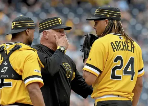  ?? Matt Freed/ Post- Gazette ?? One thing that should be set straight: There’s been no friction between pitching coach Ray Searage and Chris Archer. Said Searage — “I have never forced my opinions upon him. We have good conversati­ons.”