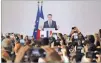  ??  ?? AFP French President Emmanuel Macron delivers a speech to the French community at the country’s embassy in Beijing on Wednesday.