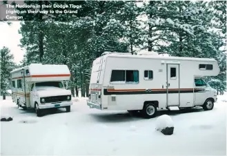  ??  ?? The Hudsons in their Dodge Tioga (right) on their way to the Grand Canyon