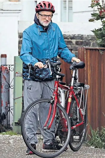  ??  ?? Jeremy Corbyn, whose party is being investigat­ed over allegation­s of anti-semitism, took a bicycle ride in London yesterday