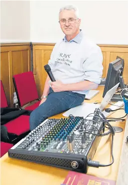  ?? Picture: Kim Cessford. ?? The Rev Graham Crawford with some of the equipment installed to enable services to be broadcast from Kinnoull Parish Church.