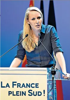 ??  ?? Standing up for French sovereignt­y: Marion Maréchal Le Pen