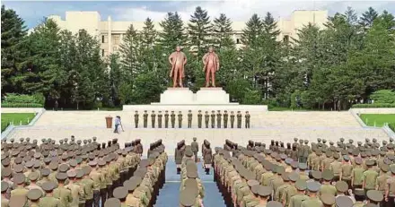  ?? AFP PIC ?? Service personnel of the Ministry of People’s Security at a rally in support of North Korea’s stance against the United States, in Pyongyang on Thursday.