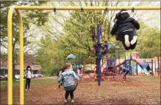  ?? Tyler Sizemore / Hearst Connecticu­t Media ?? Children play on the playground during recess at Springdale Elementary School in Stamford on Thursday.