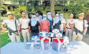  ?? ANI ?? Delhi Police arrested six accused and recovered a huge quantity of live cartridges in New Delhi on Friday.