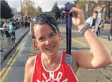  ??  ?? Linda Thomson, competing in Manchester, is raising money in her son’s memory.