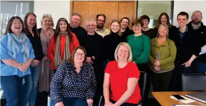  ?? ?? Rosie McLuskie (front left) and Michelle Carruthers (front right) with the Food Train’s senior management team