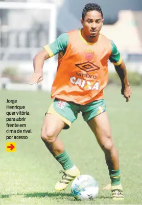  ?? PAULO FERNANDES/VASCO ?? Jorge Henrique quer vitória para abrir frente em cima de rival por acesso