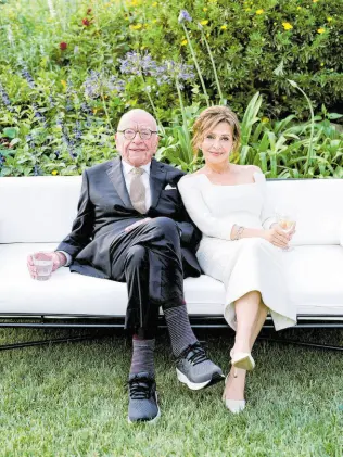  ?? AP ?? This image provided by News Corp shows Rupert Murdoch and Elena Zhukova posing for a photo, Saturday, June 1, 2024, during their wedding ceremony at his vineyard estate in Bel Air, California.