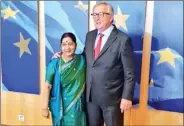  ??  ?? Sushma Swaraj and Jean Claude Juncker.