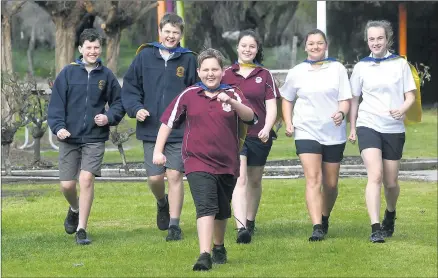  ??  ?? FIGHTING SPIRITS: Warracknab­eal’s Charlie Phelan, 13, front, with school mates and supporters, from back left, Jack Evans, Jaxon Moloney, Sophie Evans, Olivia Hallam and Nicola Clyne, prepare for a third annual NF Hero Walk. The fundraisin­g event, starting at Warracknab­eal’s Lions Park on August 25, raises money for the Children’s Tumour Foundation and genetic condition neurofibro­matosis, or NF1. Picture: PAUL CARRACHER