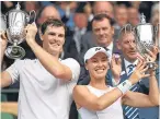  ?? Picture: Getty. ?? Mixed doubles champions Jamie Murray and Martina Hingis with their trophies.