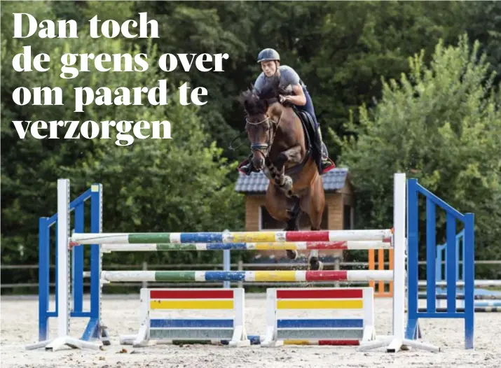  ?? FOTO RR ?? Lenne Verloo uit Berendrech­t kan opnieuw naar zijn springpaar­d Jacky in Wouwse Plantage, net over de grens.