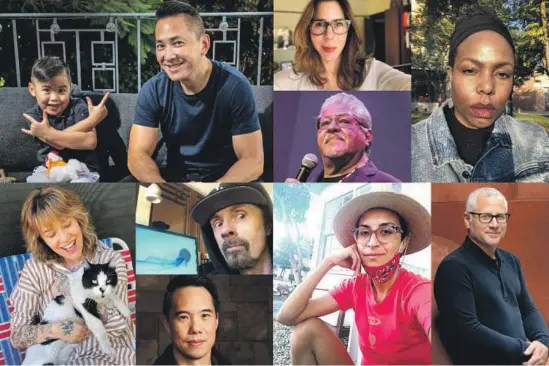  ?? Jay L. Clendenin L.A. Times; Rachel Kushner; Dana Johnson; Varon Panganiban; Beowulf Sheehan; Carribean Fragoza; T.C. Boyle; Dania Maxwell L.A. Times; Michelle Tea ?? Thanh Nguyen and son Ellison, clockwise from top left, Rachel Kushner, Luis J. Rodriguez, Dana Johnson, Tom Perrotta, Carribean Fragoza, T.C. Boyle, Charles Yu, Michelle Tea.