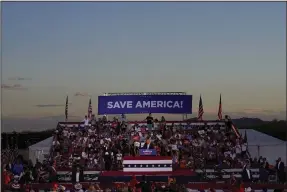  ?? (AP/Matt York) ?? Former President Donald Trump speaks at a rally earlier this month in Mesa, Ariz.