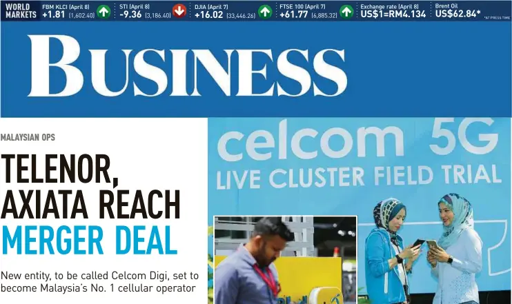  ??  ?? Celcom Axiata Bhd and Digi.com Bhd are the country’s second and third largest mobile services providers and their merger will create a company that is estimated to have an annual revenue of RM12.4 billion.
