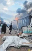  ?? FOTO: BCF ?? Das Großfeuer im Flüchtling­scamp Mam Rashan zerstörte fünf Wohncontai­ner.