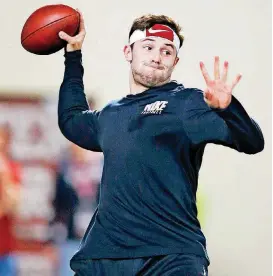  ?? [PHOTO BY NATE BILLINGS, THE OKLAHOMAN] ?? Baker Mayfield didn’t back down from sports personalit­y Colin Cowherd during an interview on Thursday.