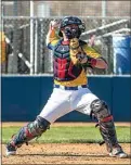  ?? COURTESY OF MARK DUFFEL ?? CSUB grad Jake Ortega takes part in the recent annual Alumni game. Ortega will soon report to spring training after completing his first profession­al season in the Mets organizati­on.