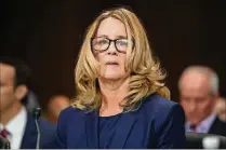  ?? SAUL LOEB / POOL / ABACA PRESS / TNS ?? The accuser: Christine Blasey Ford claims Supreme Court nominee Brett Kavanaugh pushed her onto a bed, pinned her down, put his hand over her mouth and tried to rip her clothes off. This happened 36 years ago, she claims.