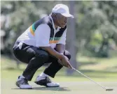  ??  ?? PRESIDENT Cyril Ramaphosa lines up a putt at the ANC Golf Day at the Mount Edgecombe Country Club in Durban yesterday, as part of the ANC’S celebratio­n of its 107th anniversar­y and the build-up to its manifesto launch at Moses Mabhida Stadium. | MOTSHWARI MOFOKENG African News Agency (ANA)