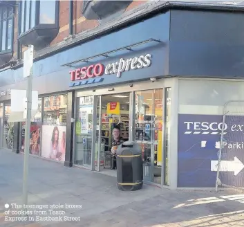  ??  ?? The teenager stole boxes of cookies from Tesco Express in Eastbank Street